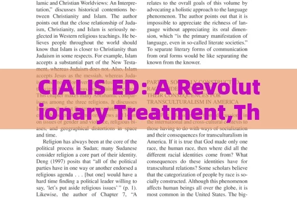 CIALIS ED: A Revolutionary Treatment,The Role of Cialis in Treating Erectile Dysfunction: A Comprehensive Guide