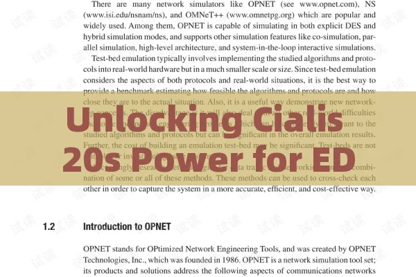 Unlocking Cialis 20s Power for ED Treatment